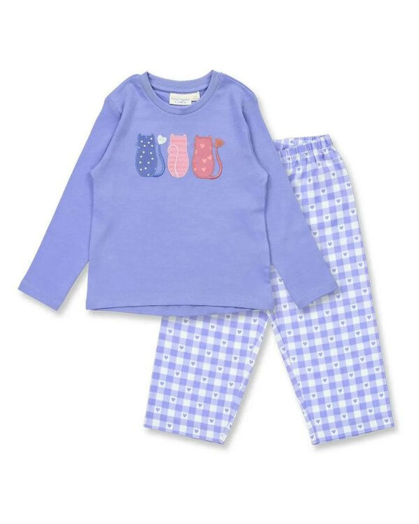 Sense Organics Kinder Payjama mit Katzen-Applikation Flanel Hose Bio Baumwolle – Ansicht 2