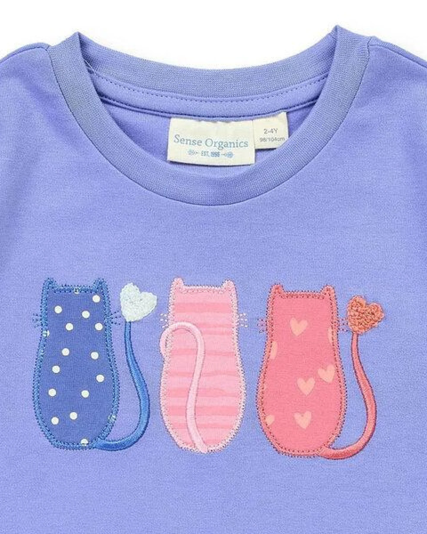 Sense Organics Kinder Payjama mit Katzen-Applikation Flanel Hose Bio Baumwolle – Ansicht 4