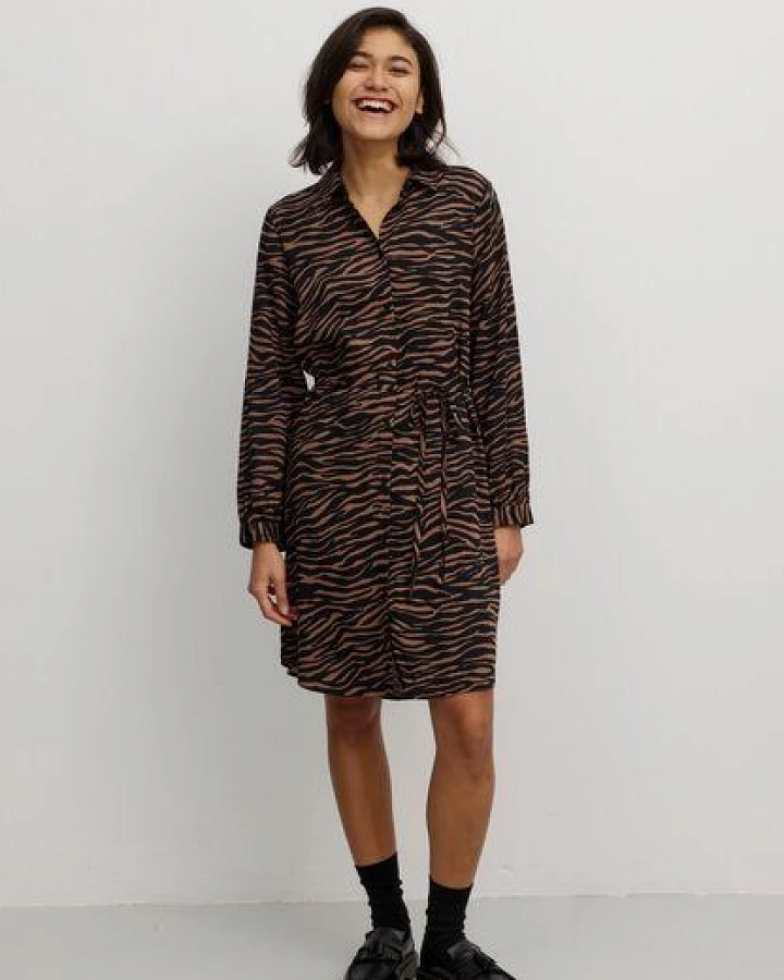 Damen Kleid aus LENZING ECOVERO Viskose - MELON ZEBRA - recolution