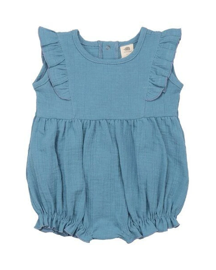 Baby Bodykleid GOTS zertifiziert – Blau, ärmellos, weich & bequem