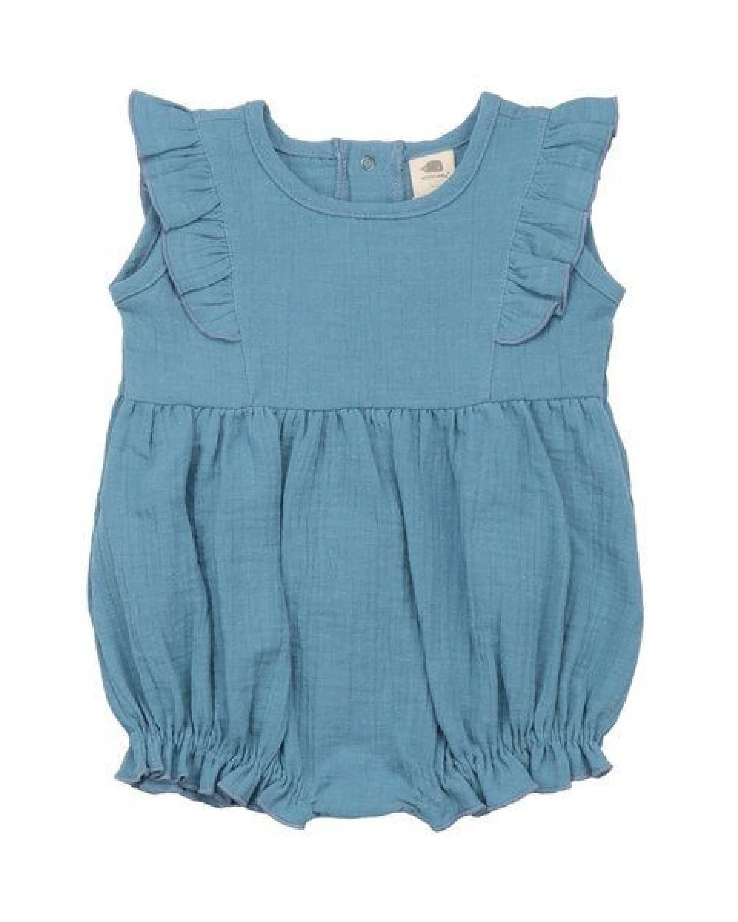 Baby Bodykleid GOTS zertifiziert – Blau, ärmellos, weich & bequem – Ansicht 2