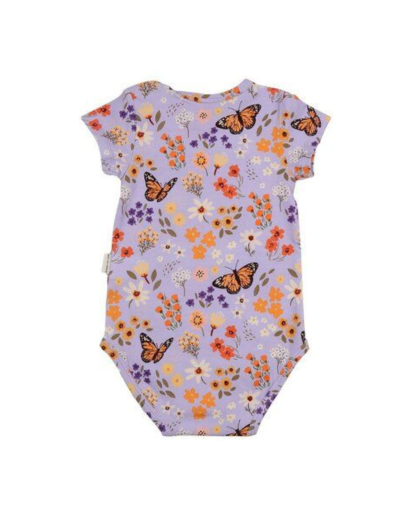 Baby Kurzarmbody GOTS zertifiziert Bio-Baumwolle Blumen- & Schmetterling-Print Druckknöpfe weich – Walkiddy – Ansicht 4