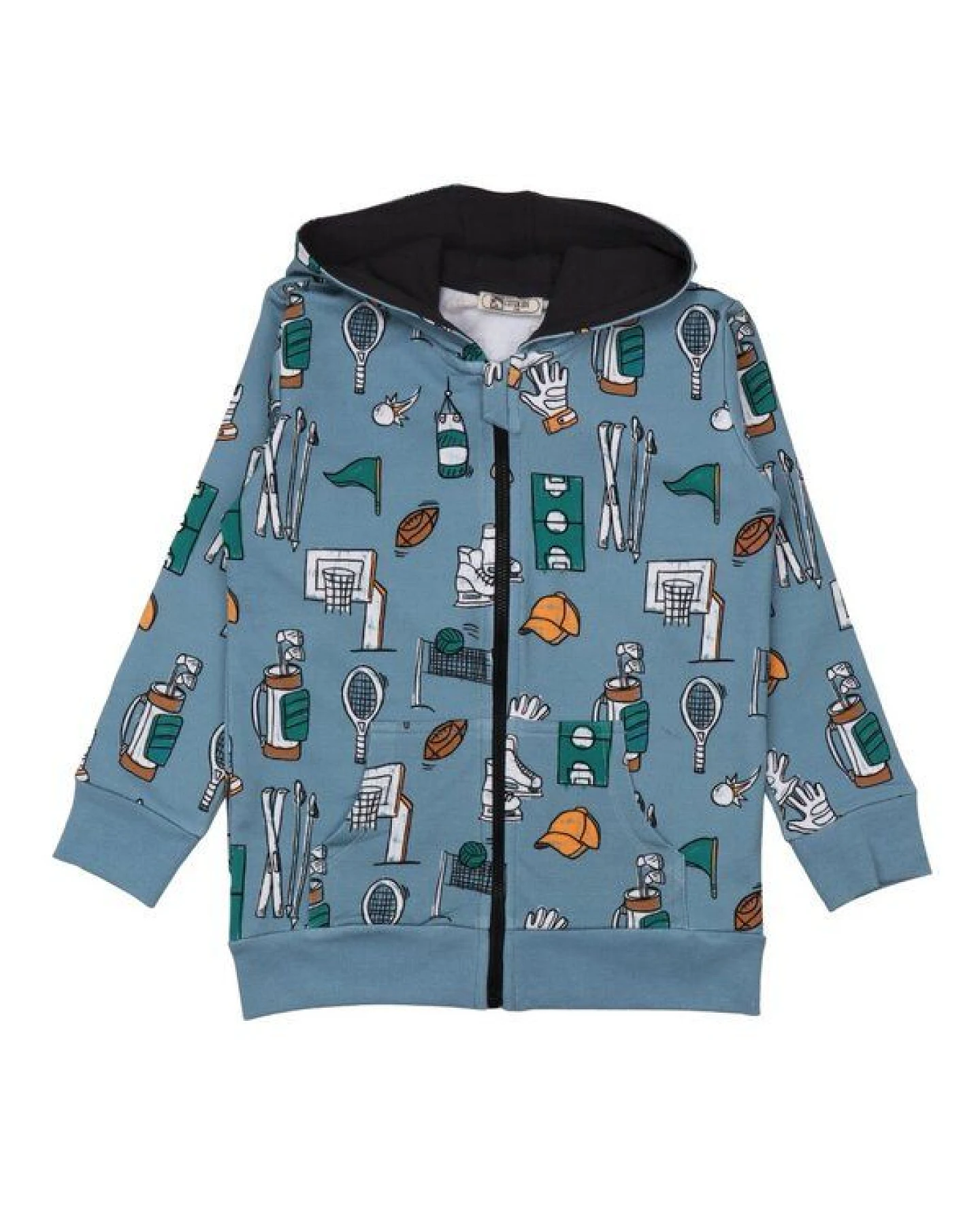 Sweatjacke Kinder aus Baumwolle, türkis, Kapuzenjacke mit Reißverschluss & Taschen für Sport, Schule & Freizeit – Cotokids – Ansicht 2