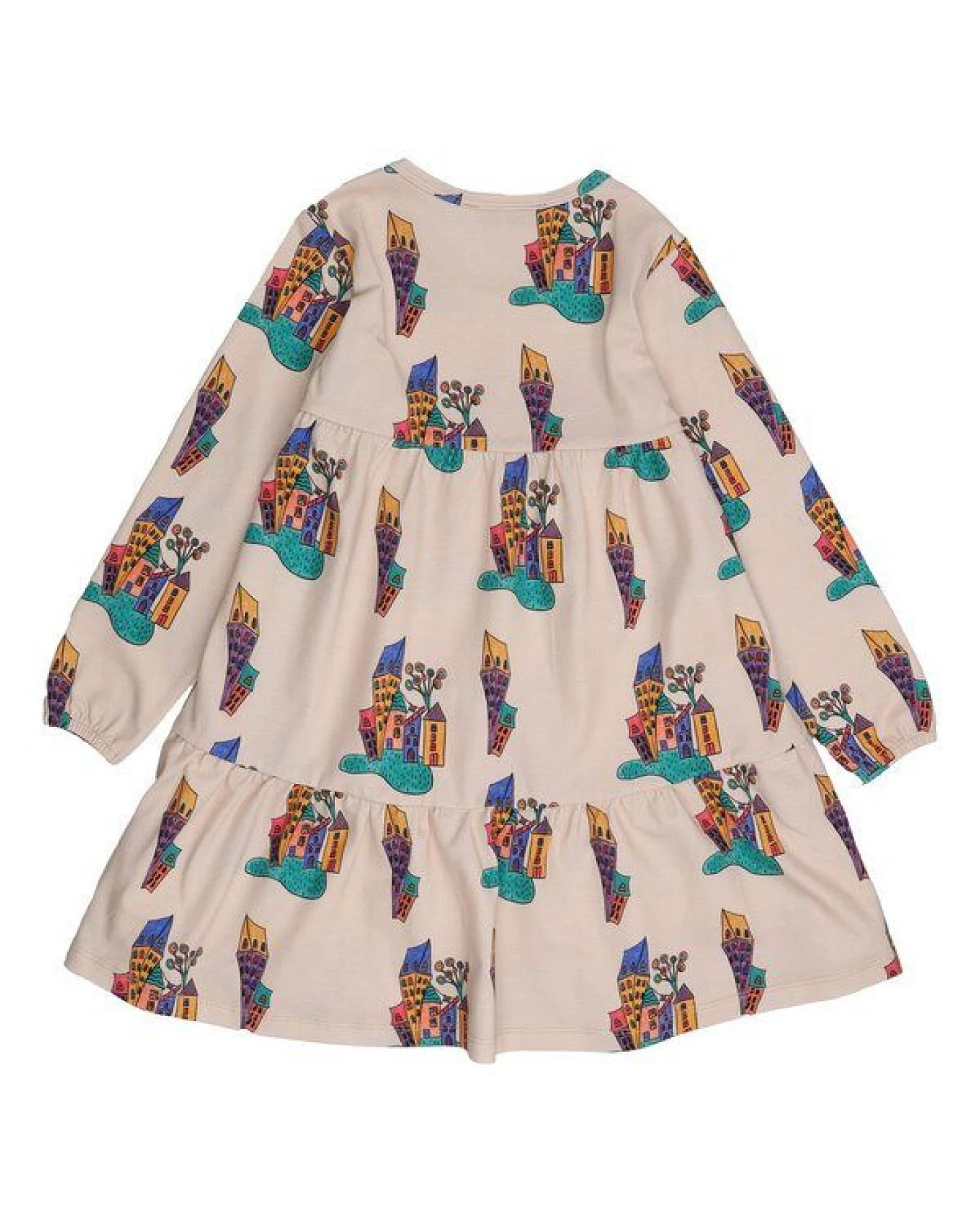 Cotokids Kinder Langarmkleid aus Baumwolle beige mit Water-Home-Motiv – Walkiddy – Ansicht 4