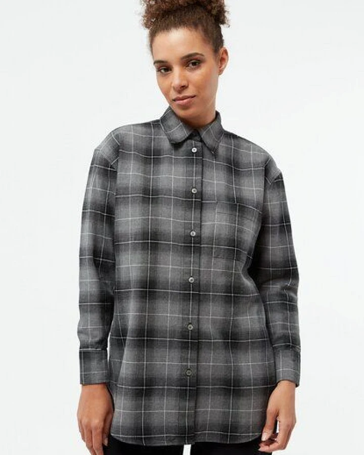 Givn Berlin Hemdbluse GBELIDA in langer Passform - Dark Grey / White (Checked)