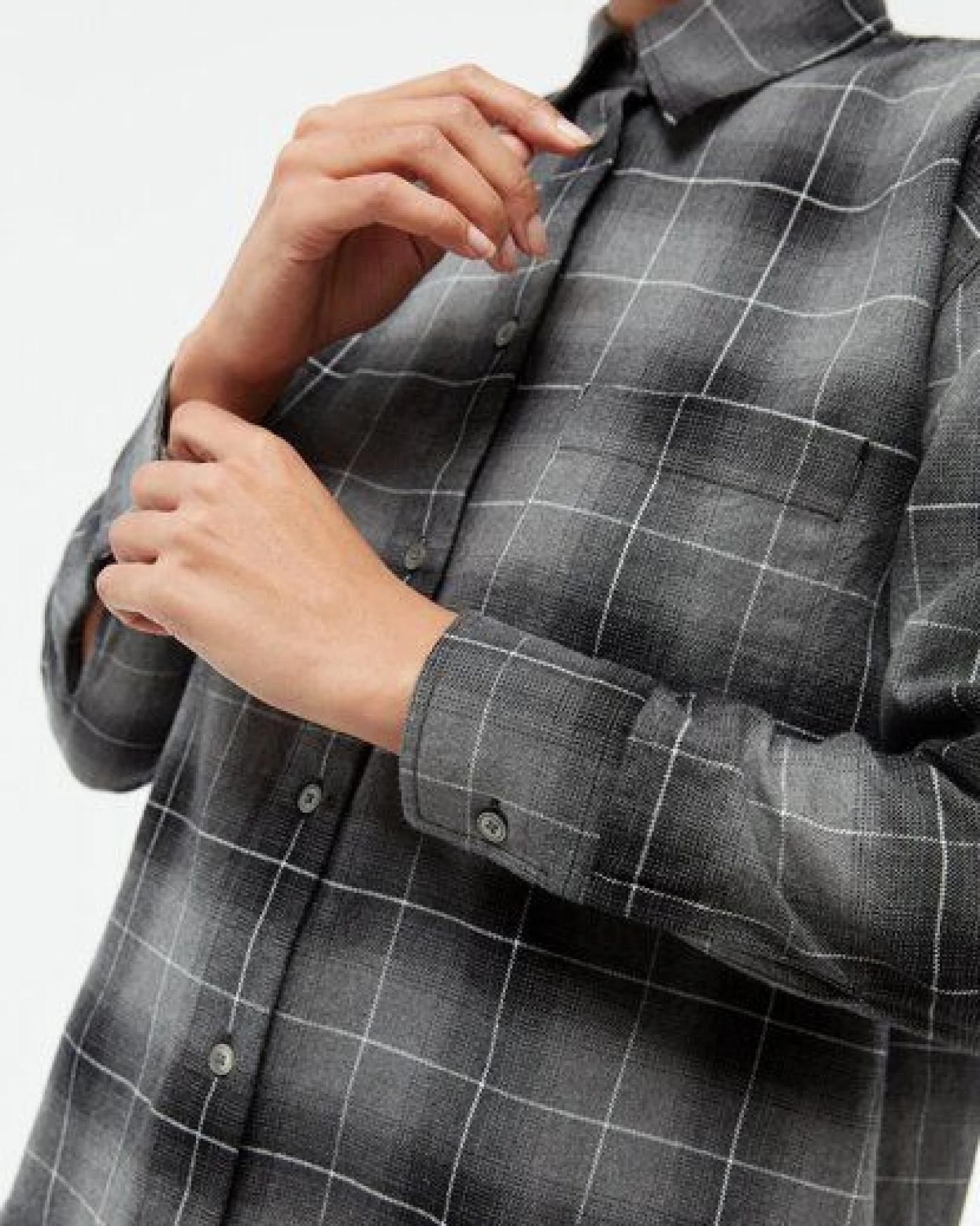 Givn Berlin Hemdbluse GBELIDA in langer Passform - Dark Grey / White (Checked) – Ansicht 3