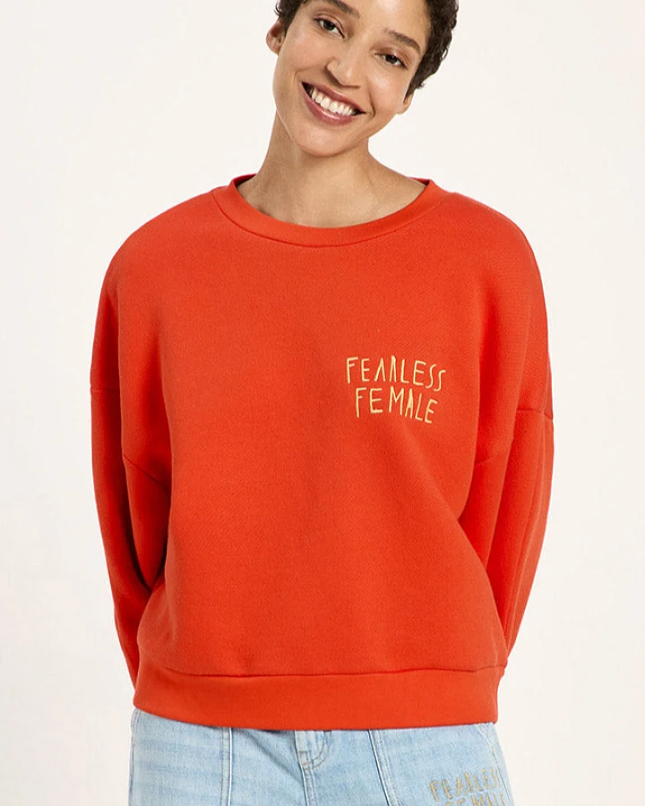 Lanius Damen vegan Sweatshirt Statement In Feuerorange
