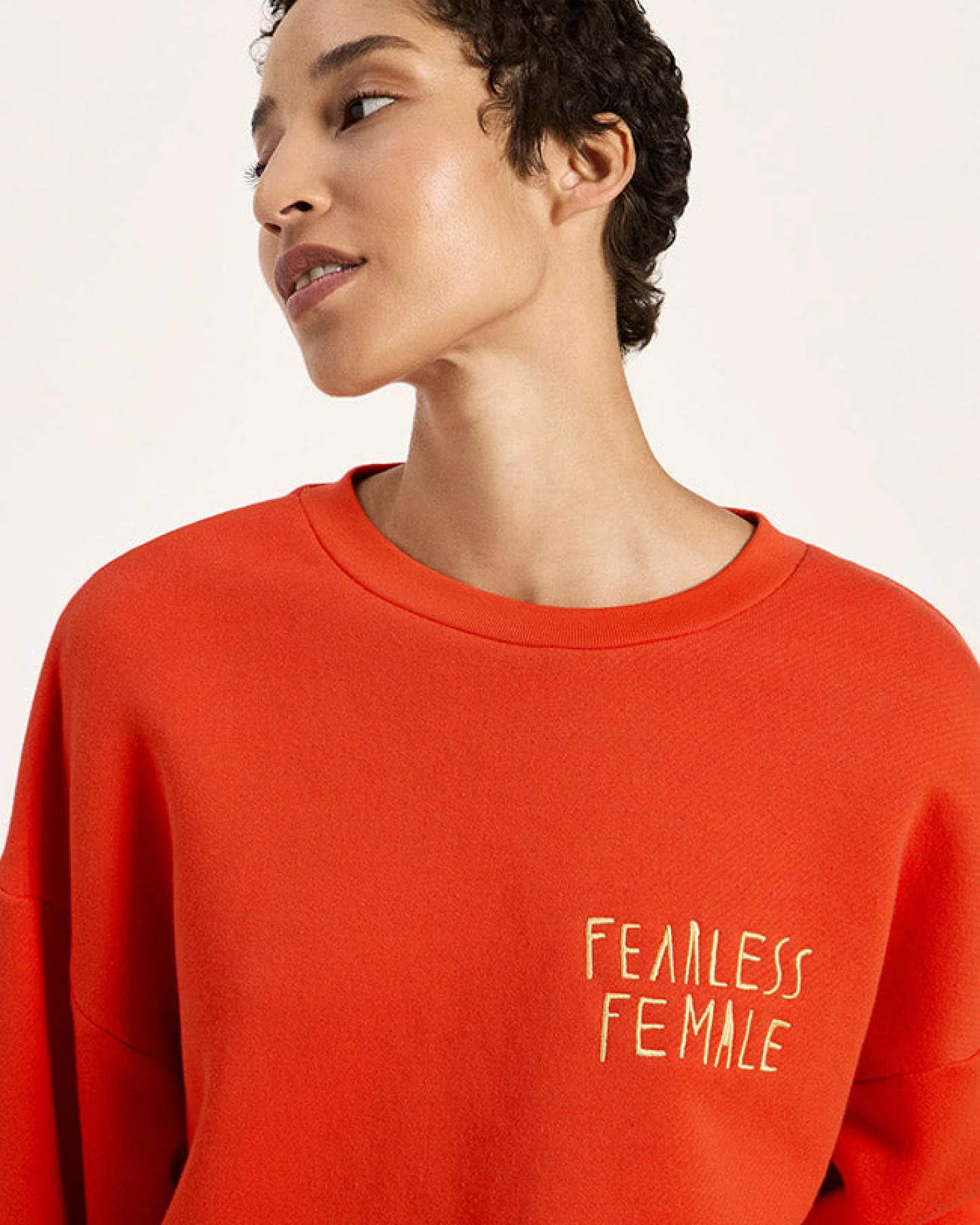 Lanius Damen vegan Sweatshirt Statement In Feuerorange – Ansicht 2