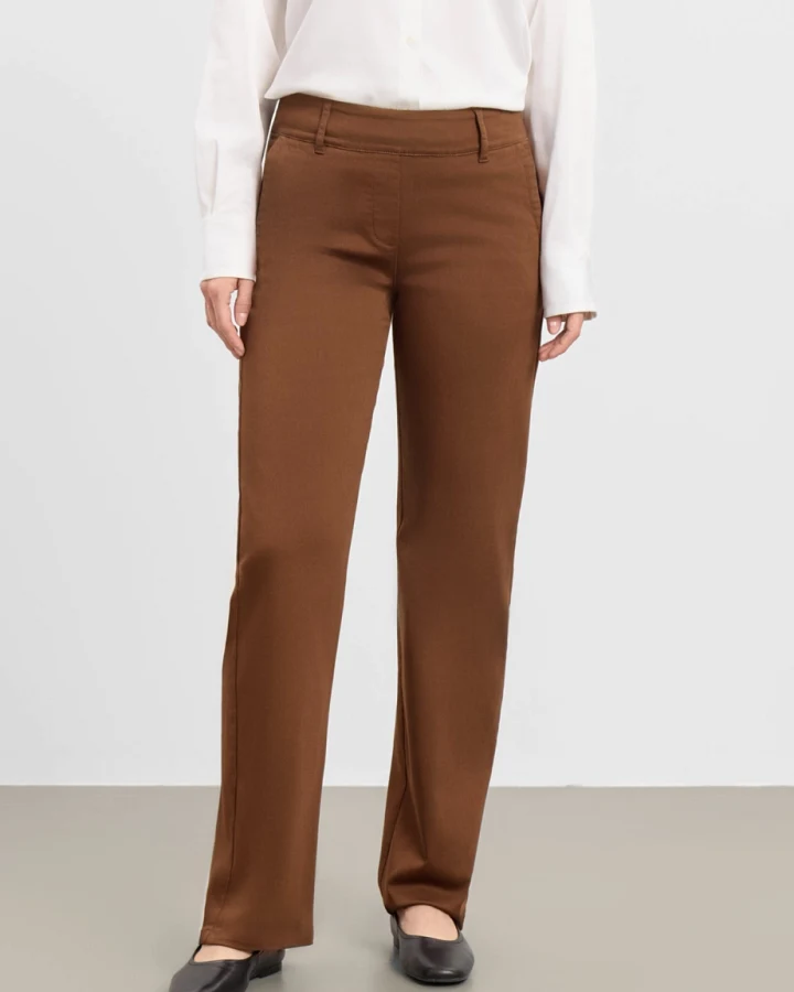 LAURIE Damen vegan Hose Gwen Straight Ml Downtown Braun