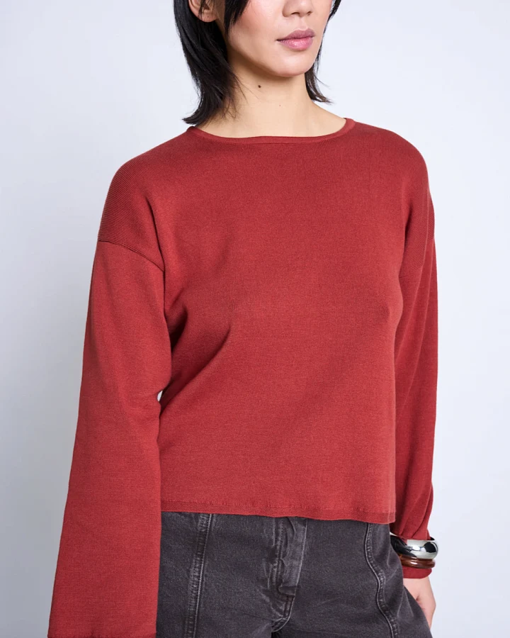 JAN 'N JUNE Damen vegan Leichter Strickpullover Williamsburg Mid In Rot