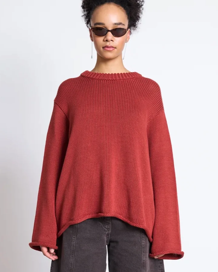 JAN 'N JUNE Damen vegan Pullover Sona Mid Rot