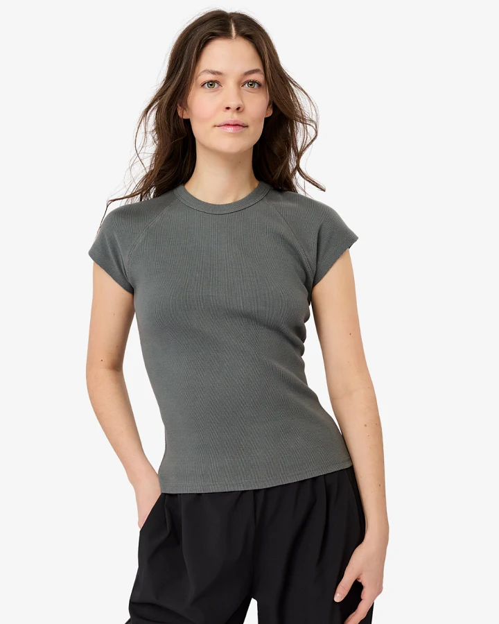 Mandala Slim Fit Ribbed Tee - Nox M