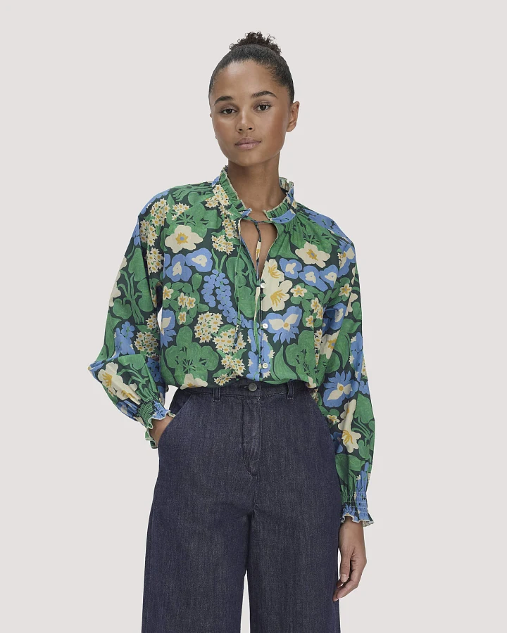 hessnatur Damen Bluse Relaxed LIV LEE aus Bio-Baumwolle - grün - Größe 34