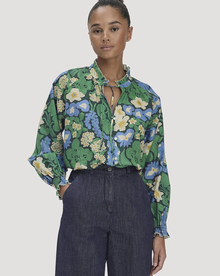 hessnatur Damen Bluse Relaxed LIV LEE aus Bio-Baumwolle - grün - Größe 34