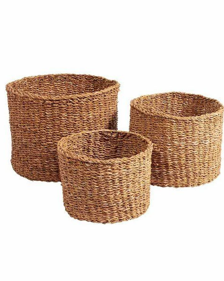 Originalhome Natürlicher Korb aus Hogla, handgefertigt, 3er Set