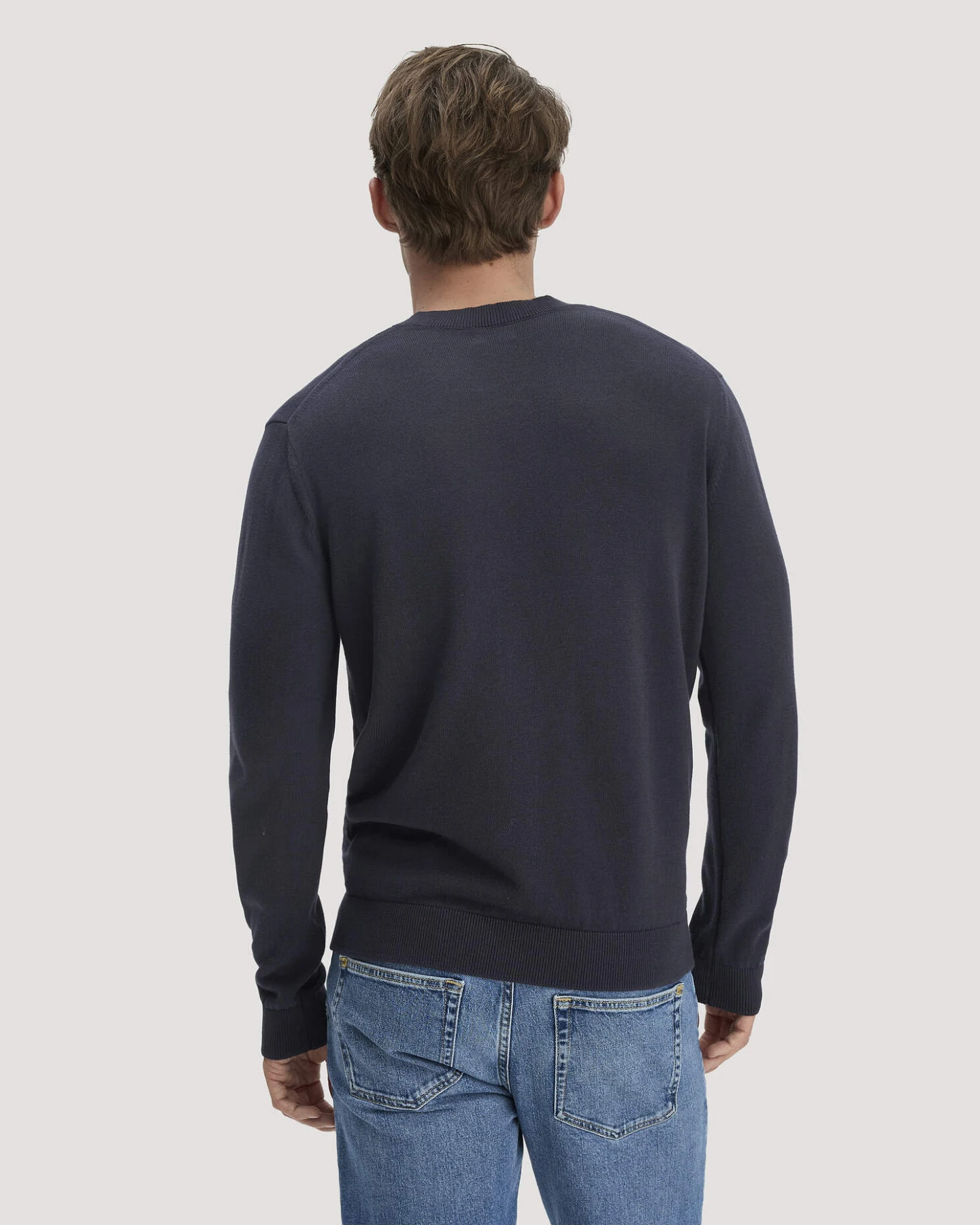 hessnatur Herren Strick Pullover Regular aus Bio-Baumwolle - blau - Größe M – Ansicht 3