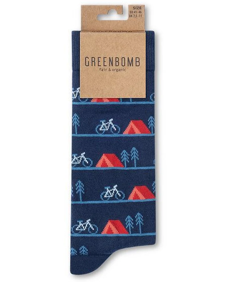 GREENBOMB Bike Tent Socks - Lässige Socken aus Bio-Baumwoll Mix / hochwertiger Print / Fair & Vegan