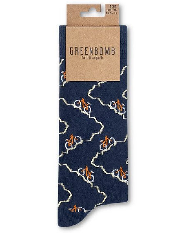 GREENBOMB Bike Zigzag Socks - Lässige Socken aus Bio-Baumwoll Mix / hochwertiger Print / Fair & Vegan