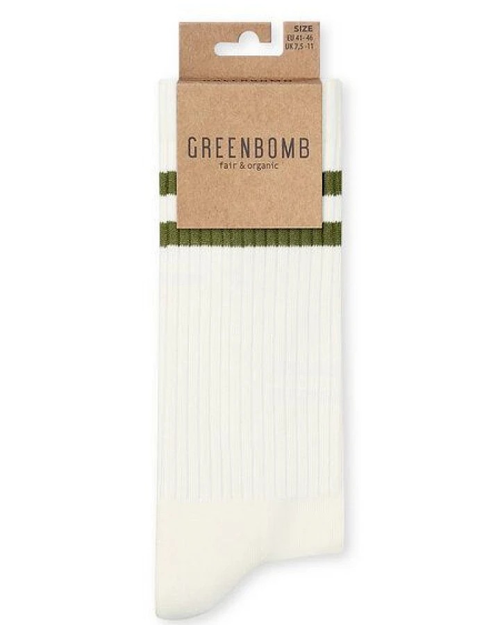 GREENBOMB Lime Stripes Tennis Socks - Lässige Socken aus Bio-Baumwoll Mix / hochwertiger Print / Fair & Vegan
