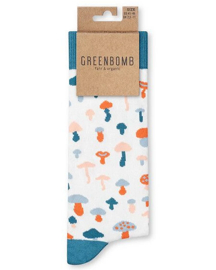 GREENBOMB Mushroom Field Socks - Lässige Socken aus Bio-Baumwoll Mix / hochwertiger Print / Fair & Vegan