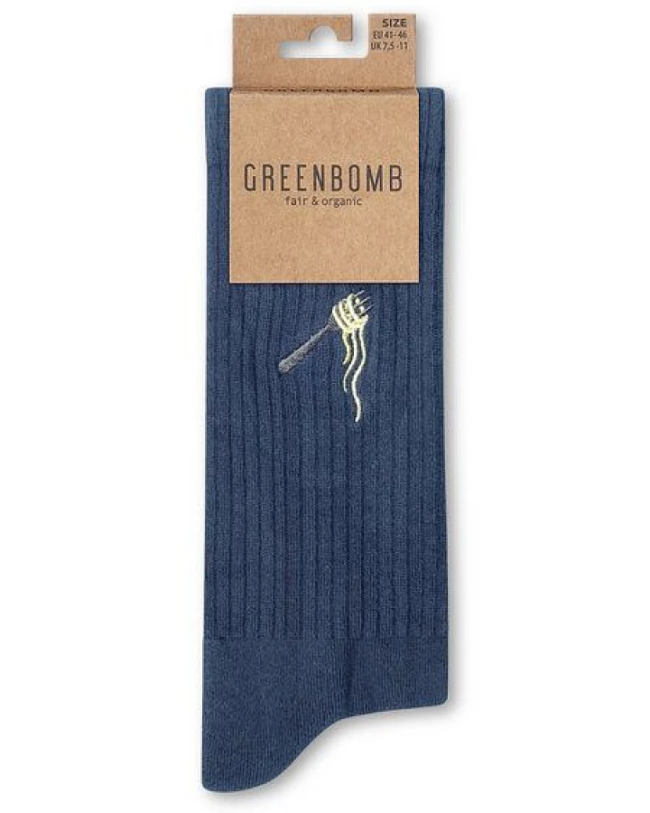 GREENBOMB Pasta Fork Tennis Socks - Lässige Socken aus Bio-Baumwoll Mix / hochwertiger Print / Fair & Vegan