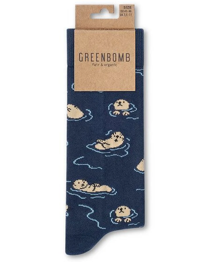 GREENBOMB Playing Otter Socks - Lässige Socken aus Bio-Baumwoll Mix / hochwertiger Print / Fair & Vegan