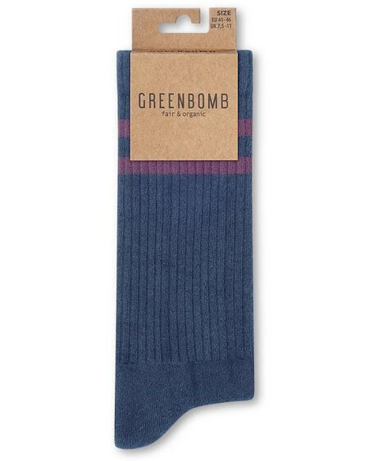 GREENBOMB Purple Stripes Tennis Socks - Lässige Socken aus Bio-Baumwoll Mix / hochwertiger Print / Fair & Vegan
