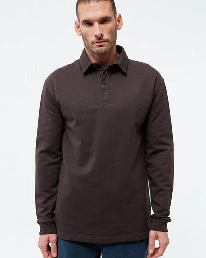 Givn Berlin Sweater GBHANNES aus Bio-Baumwolle mit Kragen und Knopfleiste