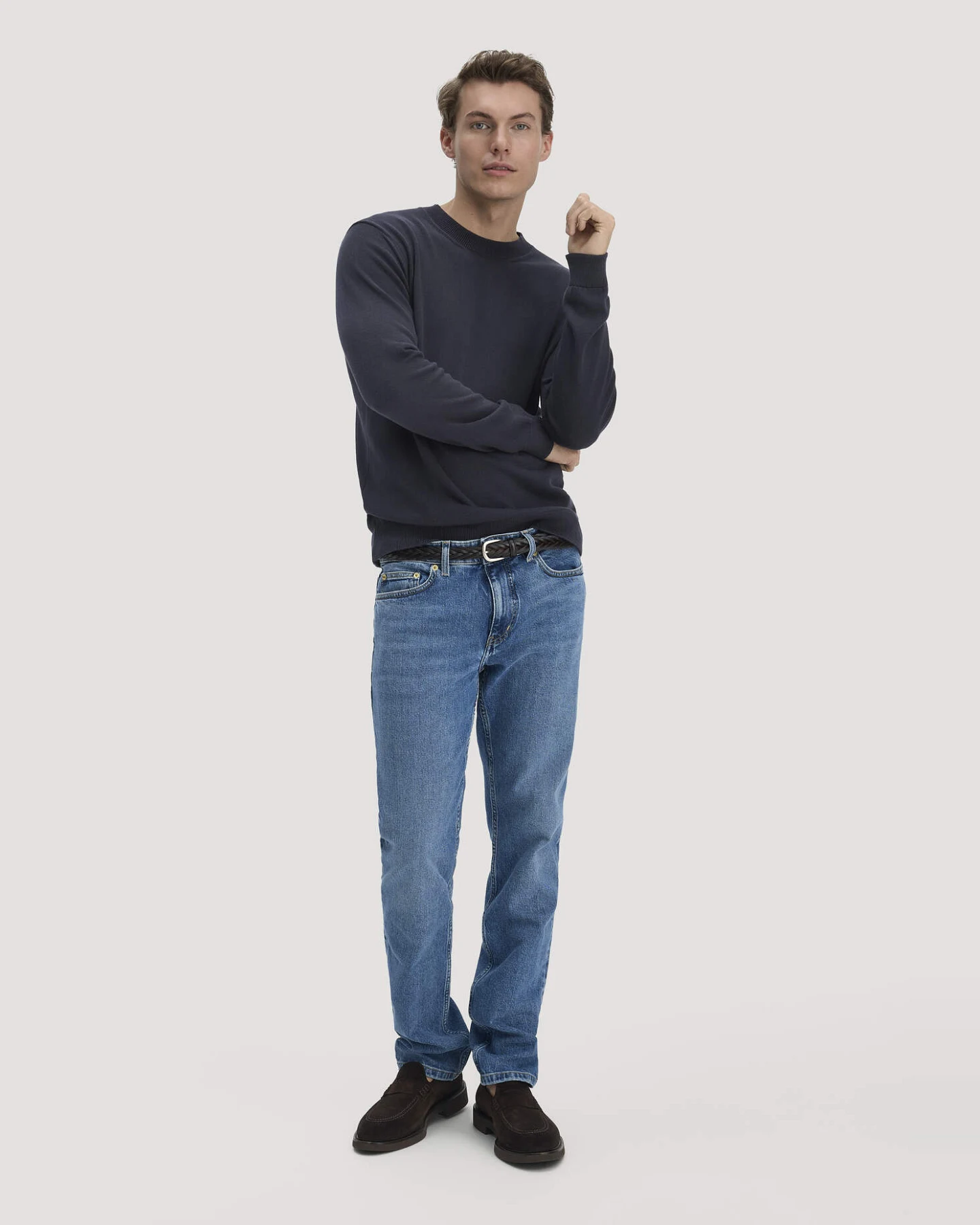 hessnatur Herren Strick Pullover Regular aus Bio-Baumwolle - blau - Größe XL – Ansicht 2