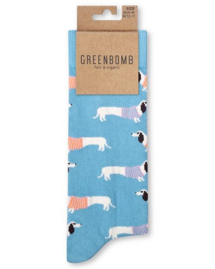 GREENBOMB Dachshund Socks - Lässige Socken aus Bio-Baumwoll Mix / hochwertiger Print / Fair & Vegan