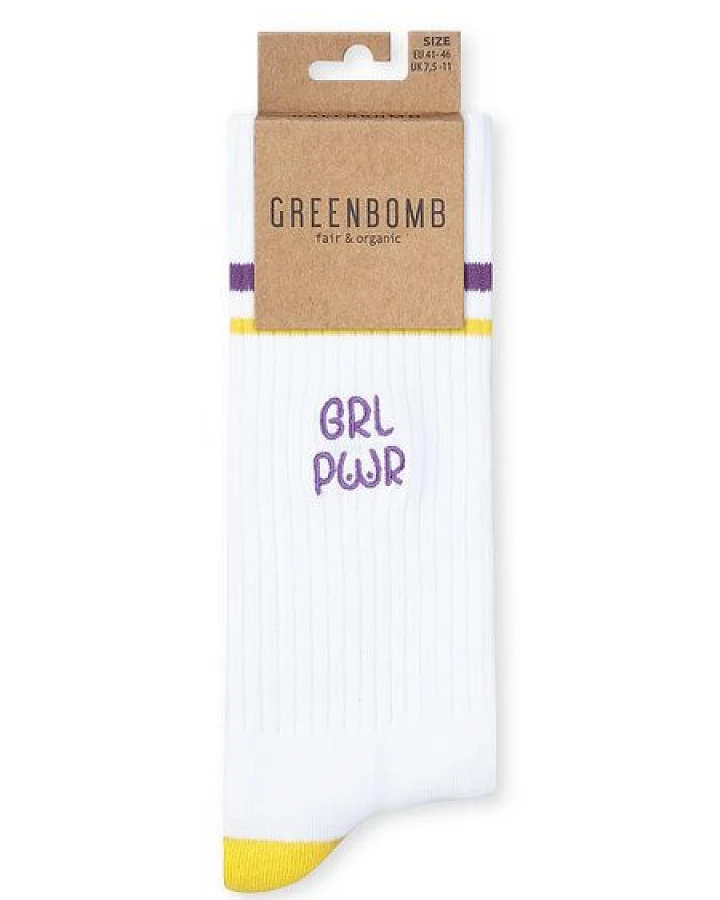 GREENBOMB Grlpwr Tennis Socks - Lässige Socken aus Bio-Baumwoll Mix / hochwertiger Print / Fair & Vegan