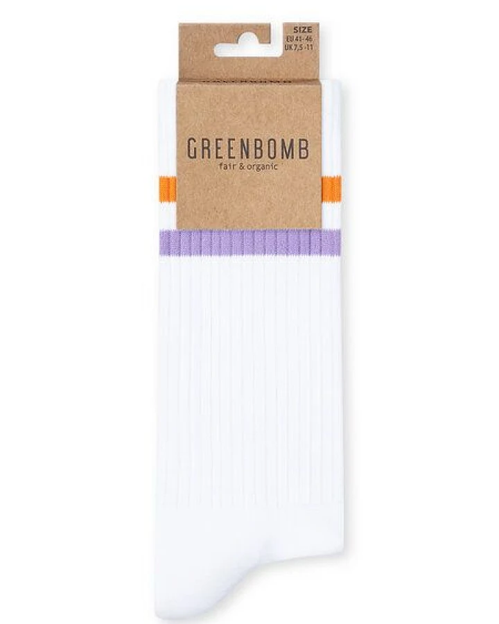 GREENBOMB Lilac Orange Stripes Tennis Socks - Lässige Socken aus Bio-Baumwoll Mix / hochwertiger Print / Fair & Vegan