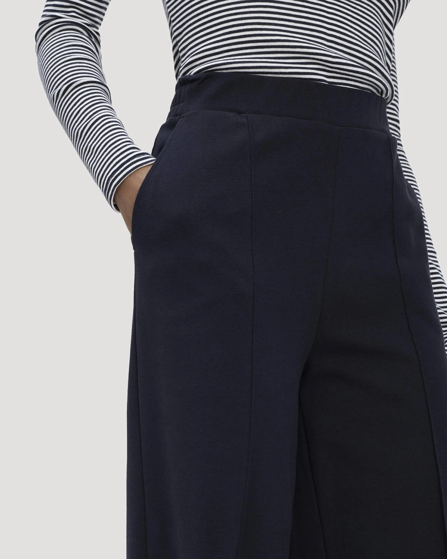 hessnatur Damen Jersey Hose Wide Leg Relaxed aus Bio-Baumwolle - blau - Größe 38 – Ansicht 3