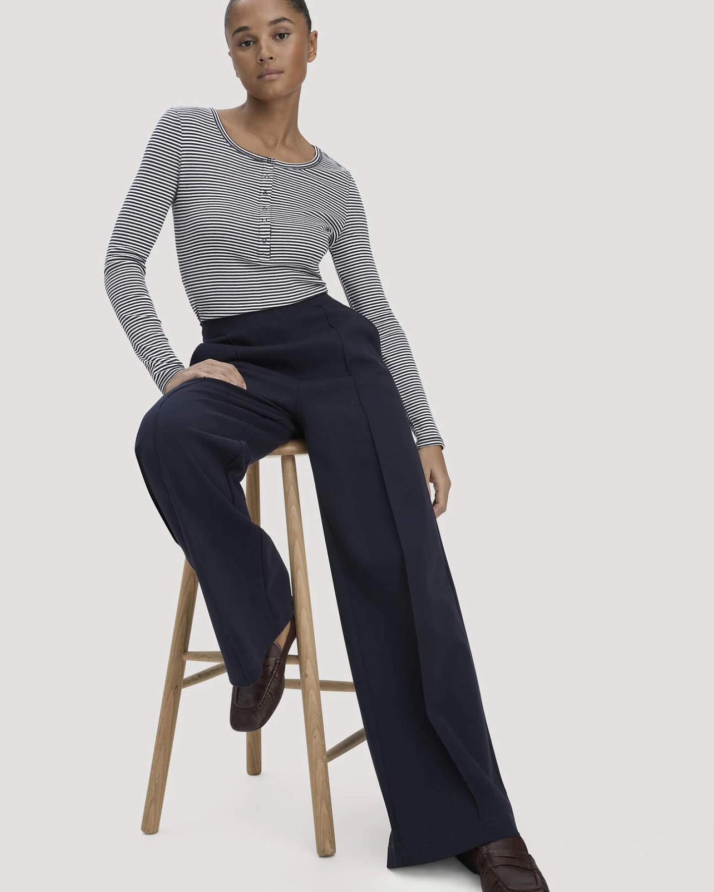 hessnatur Damen Jersey Hose Wide Leg Relaxed aus Bio-Baumwolle - blau - Größe 38 – Ansicht 4