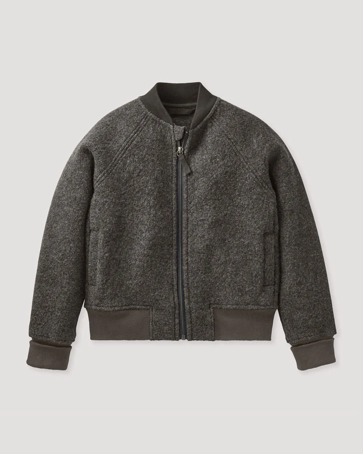 hessnatur Kinder Walk-Bomberjacke aus Bio-Merinowolle - braun - Größe 98/104