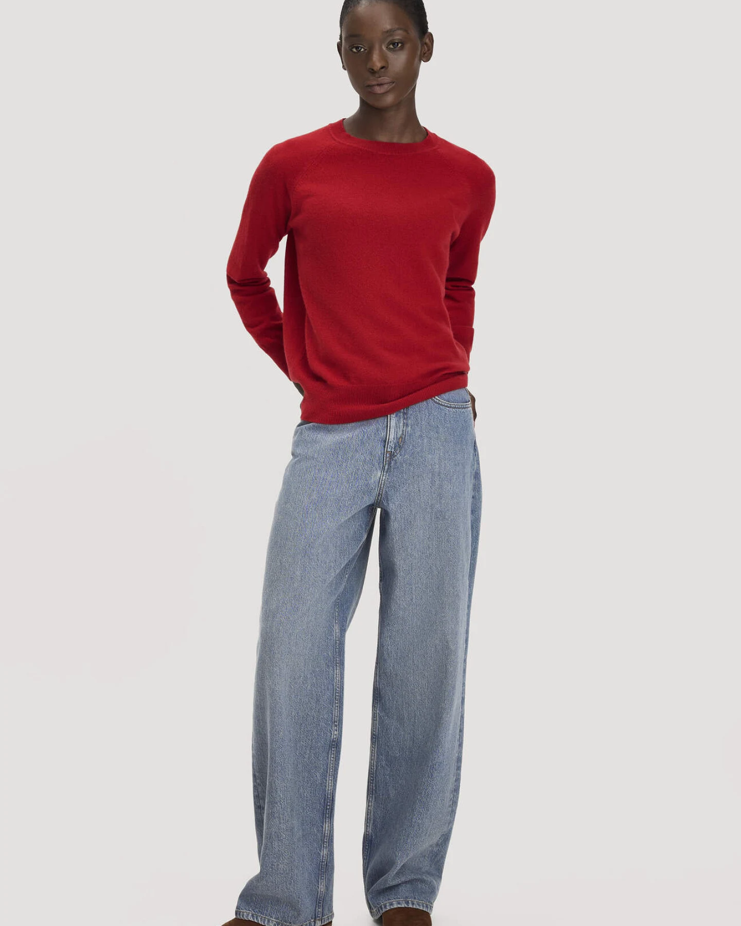 hessnatur Damen Pullover Relaxed BETTER RECYCLING aus Cashmere mit Recycling-Anteil - rot - Größe L – Ansicht 2