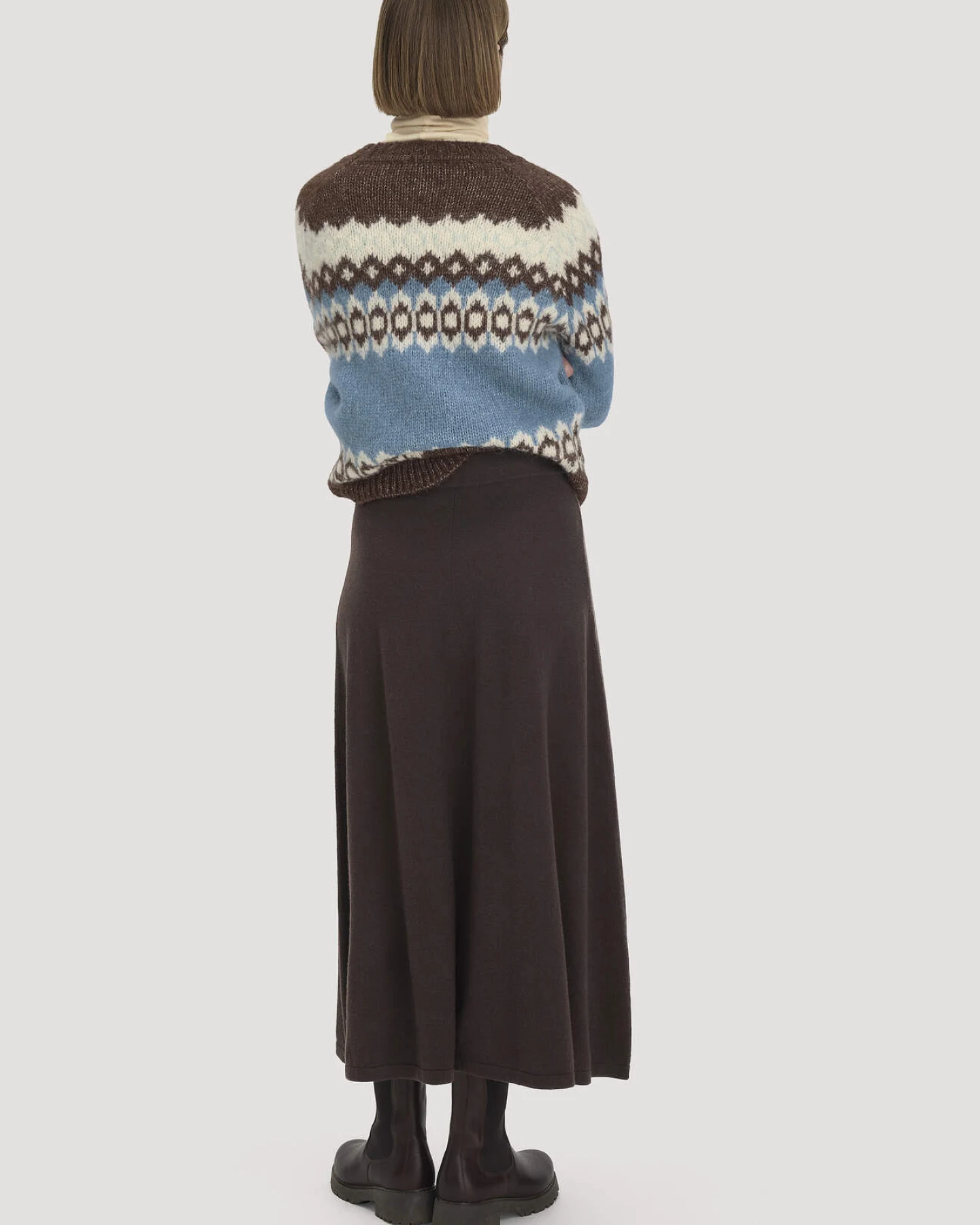 hessnatur Damen Strick Rock Midi Regular aus Bio-Merinowolle mit Cashmere - braun - Größe XXL – Ansicht 2