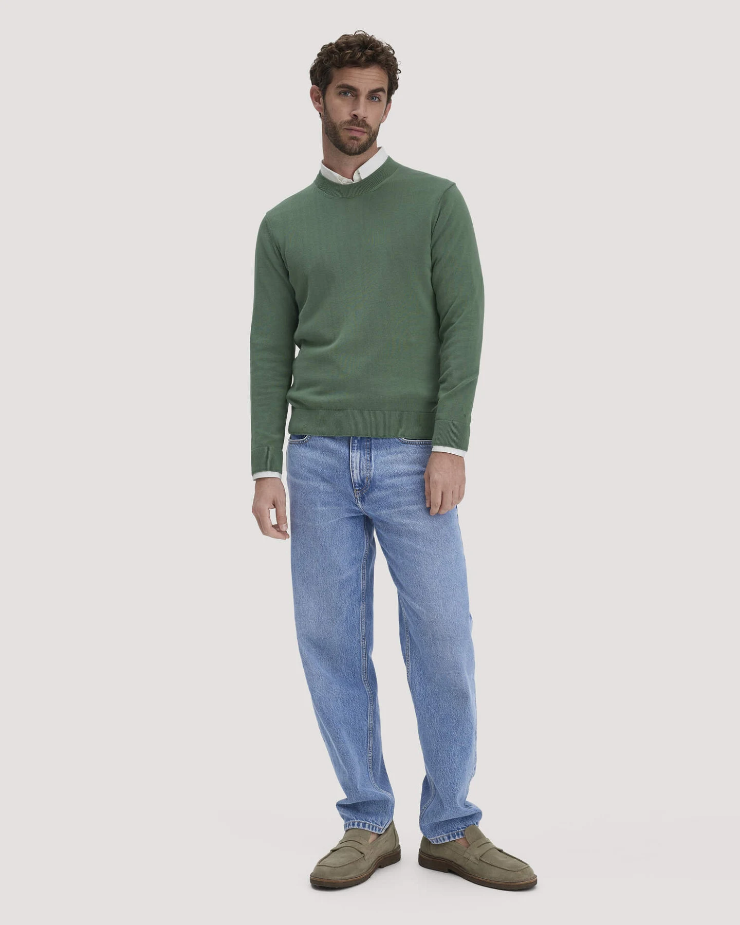 hessnatur Herren Strick Pullover Regular aus Bio-Baumwolle - grün - Größe M – Ansicht 2