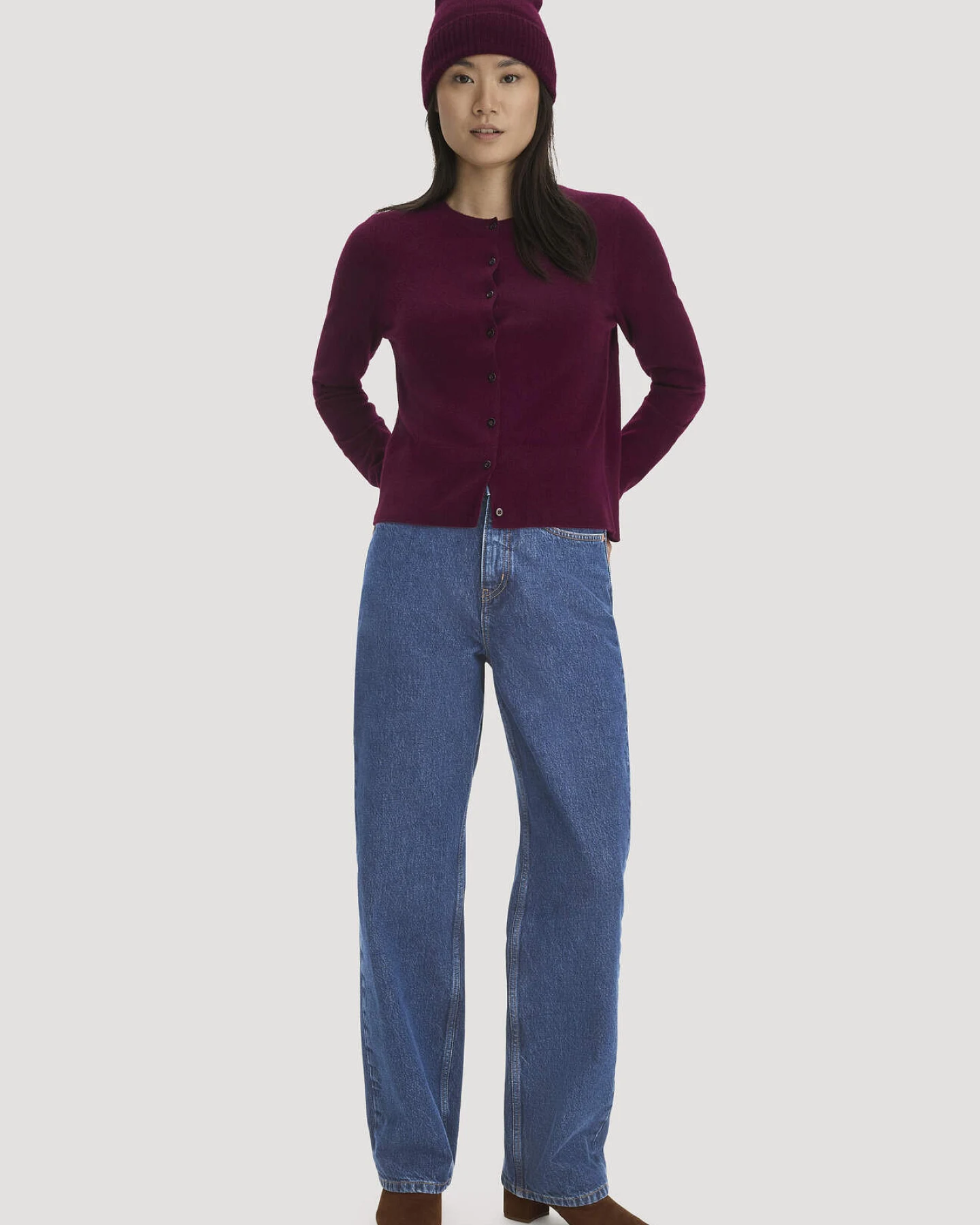 hessnatur Damen Strick Jacke Regular BETTER RECYCLING aus Cashmere - rot - Größe S – Ansicht 2
