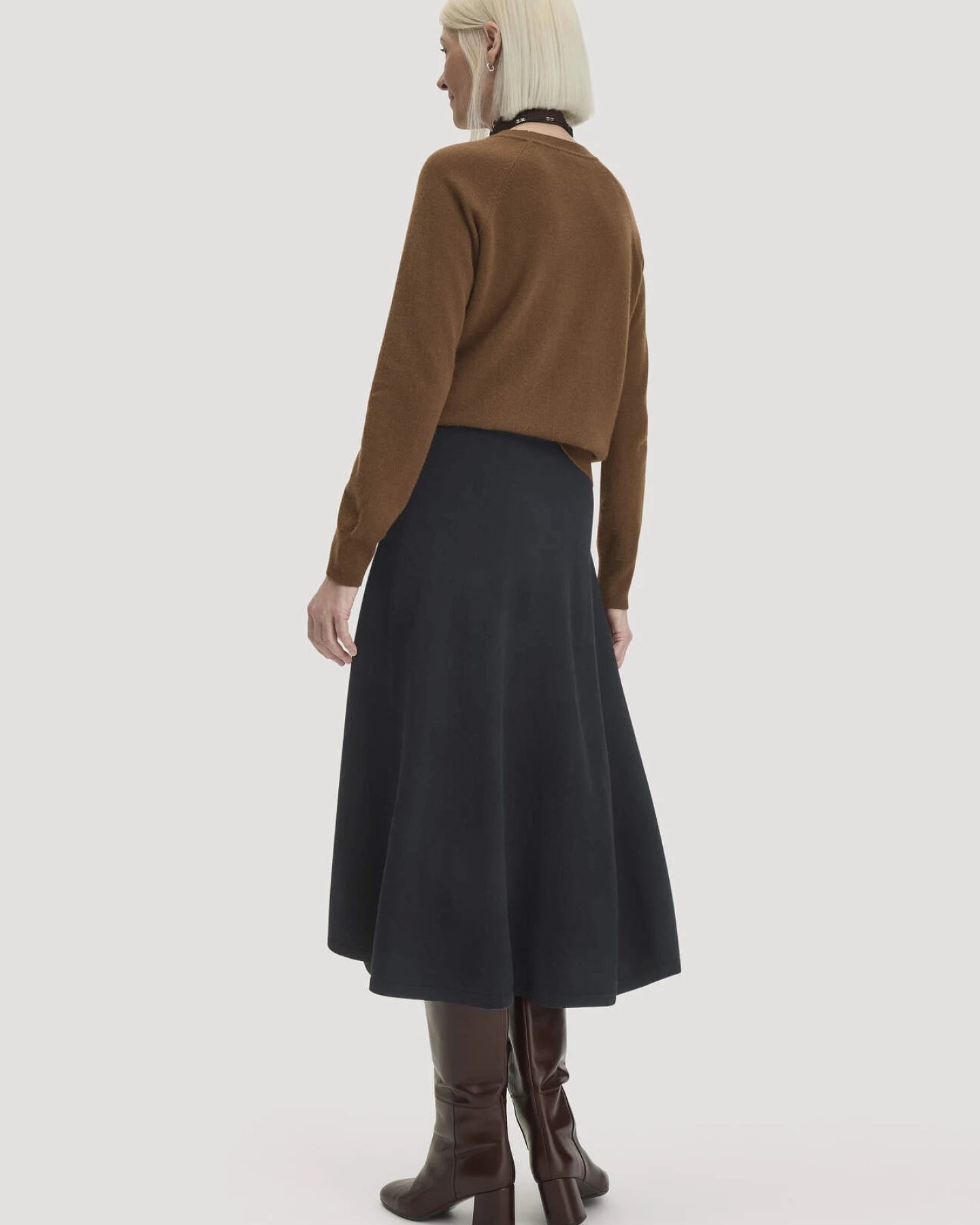 hessnatur Damen Strick Rock Midi Regular aus Bio-Merinowolle mit Cashmere - schwarz - Größe M – Ansicht 2