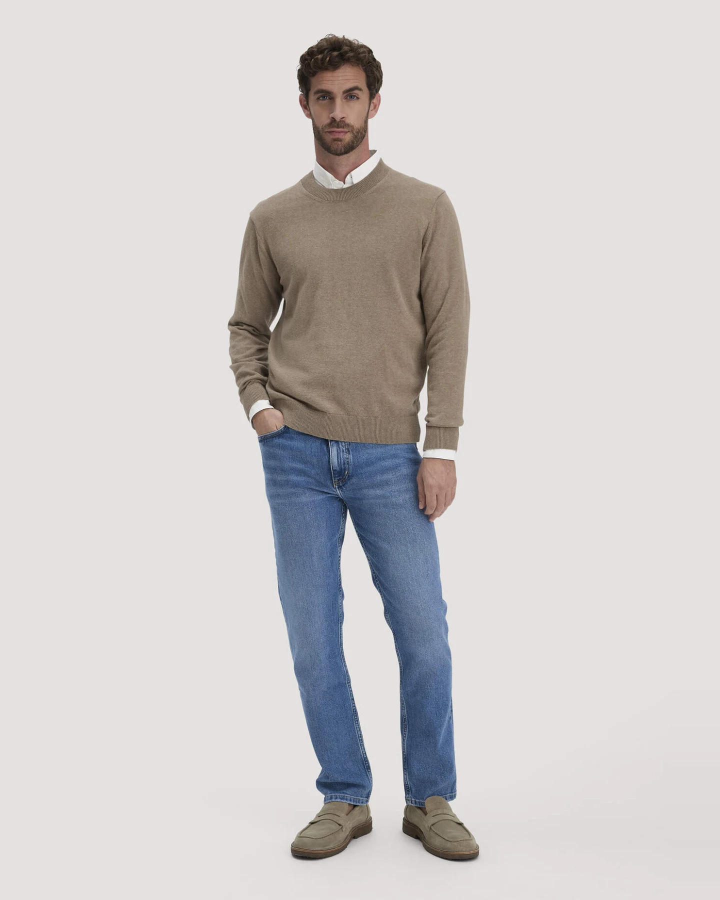 hessnatur Herren Strick Pullover Regular aus Bio-Baumwolle - braun - Größe M – Ansicht 2