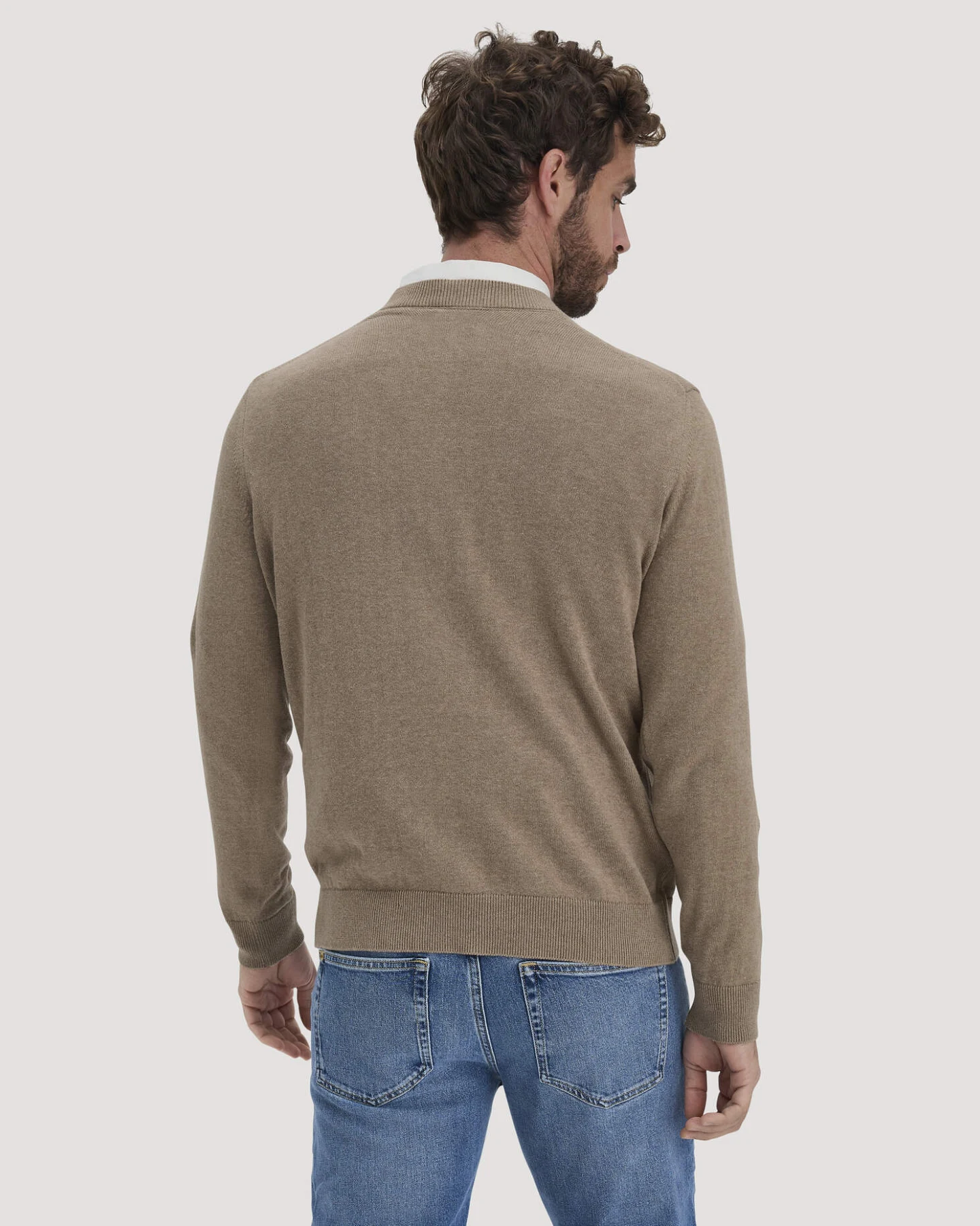 hessnatur Herren Strick Pullover Regular aus Bio-Baumwolle - braun - Größe M – Ansicht 3