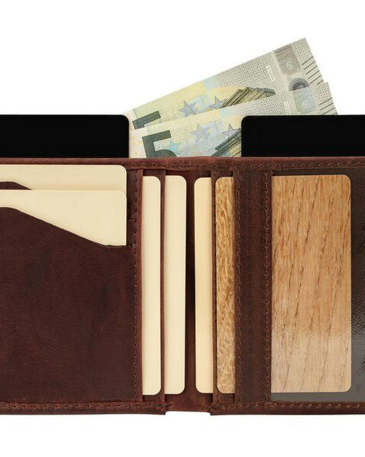 Simaru Leder Geldbörse mit RFID-Schutz, Kompaktes Portemonnaie, Geldbeutel – Ansicht 2