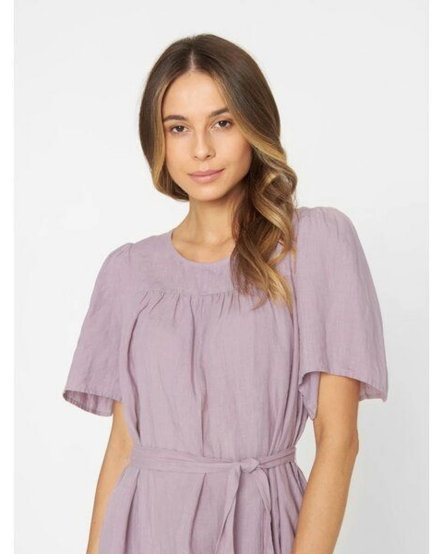 KnowledgeCotton Apparel Kleid mit Bindegurt aus Bio-Leinen – Ansicht 3