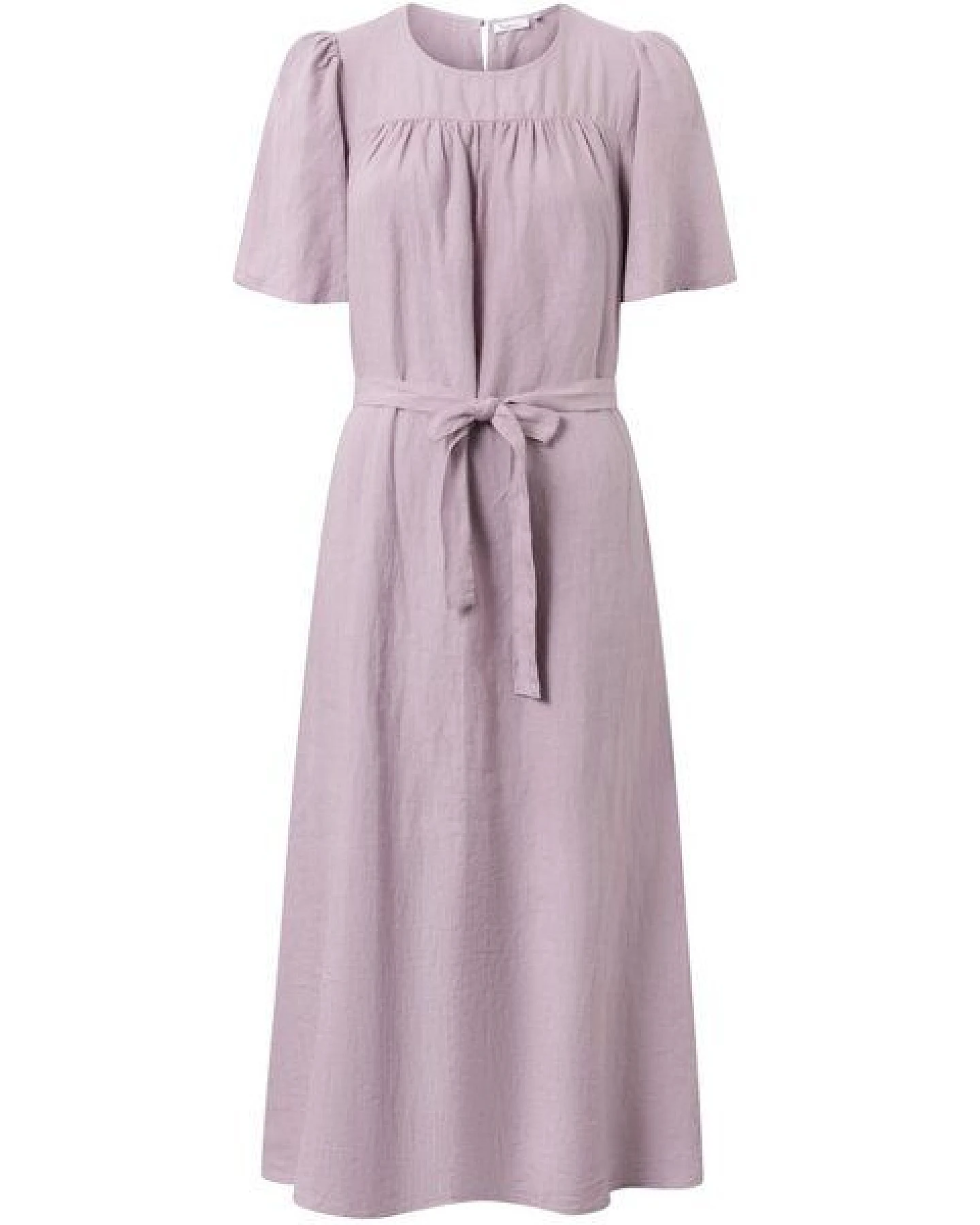 KnowledgeCotton Apparel Kleid mit Bindegurt aus Bio-Leinen – Ansicht 4
