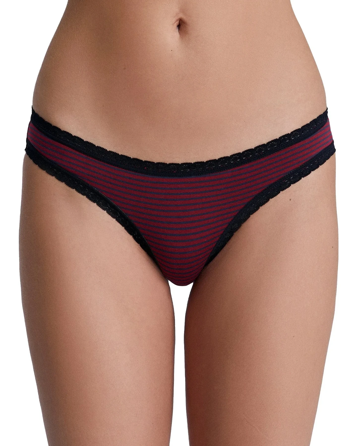 Albero Natur Damen vegan Multipack 6x Slips Mit Spitze Tibet Rot/Marine Gestreift – Ansicht 2