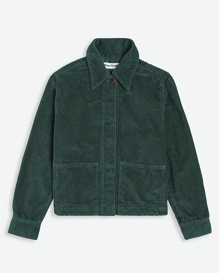 Kings of Indigo Damen vegan Jacke Ota Cord Dunkelgrün
