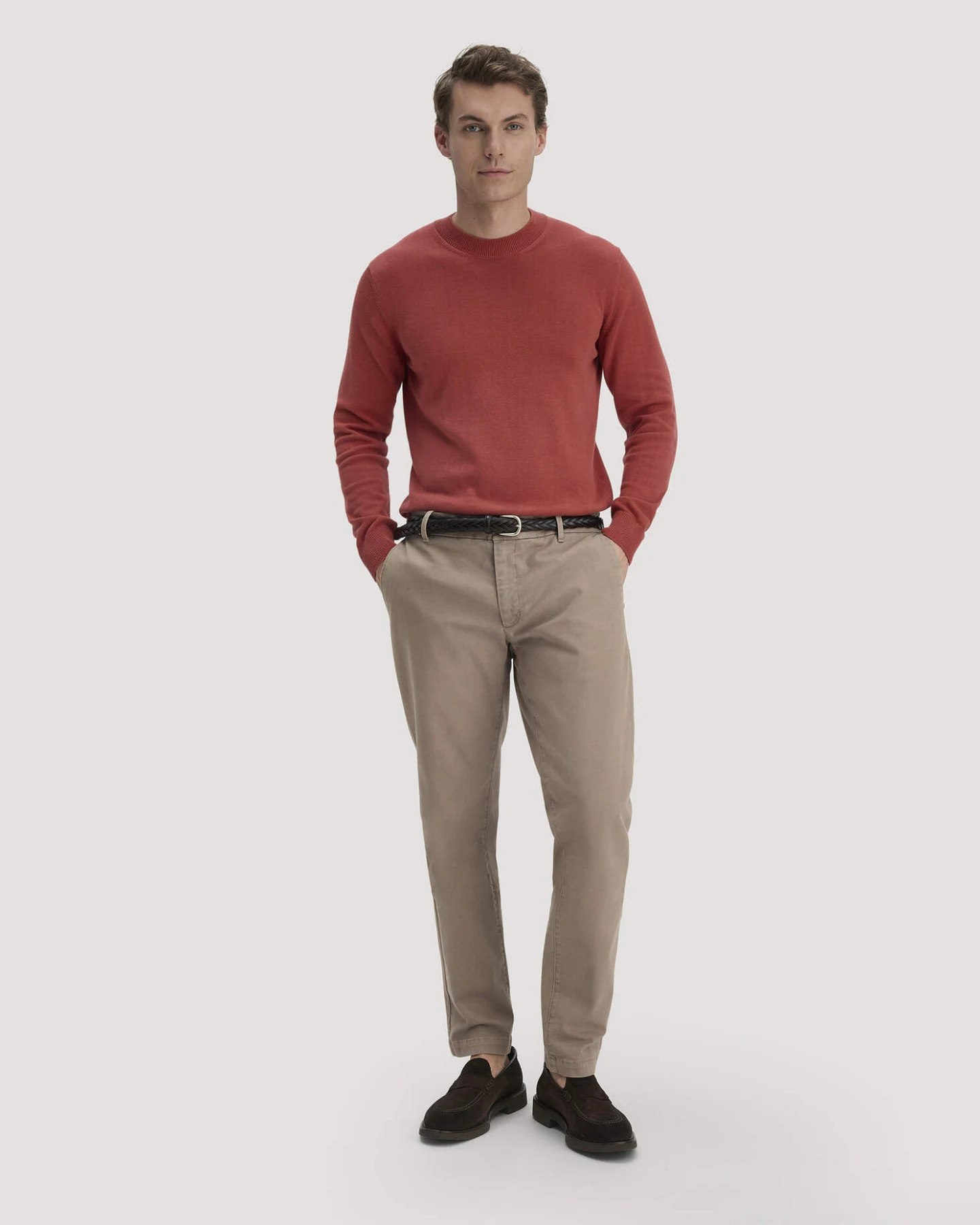 hessnatur Herren Strick Pullover Regular aus Bio-Baumwolle - braun - Größe L – Ansicht 2