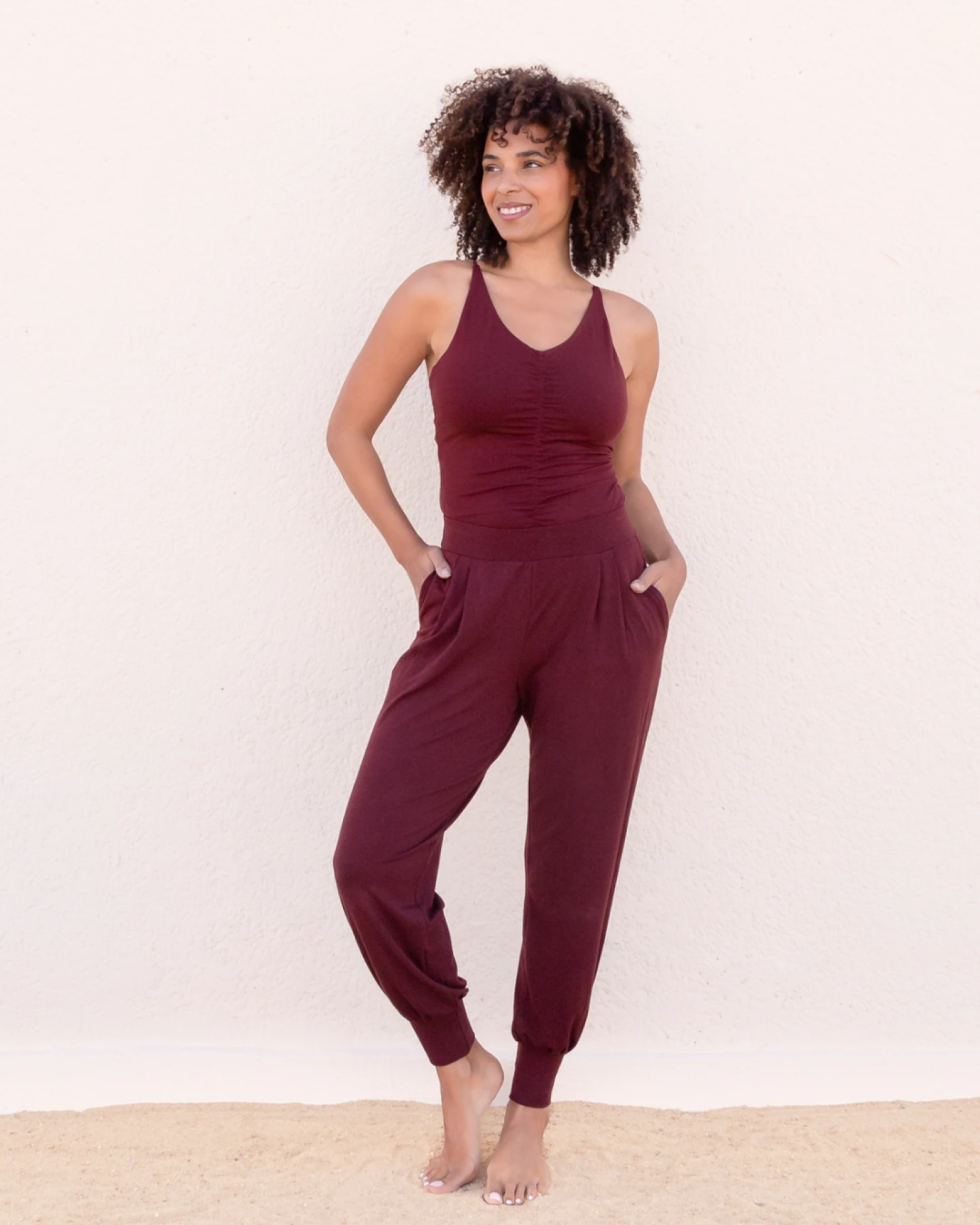Jaya Organics Top Nicole - Burgundy M – Ansicht 4