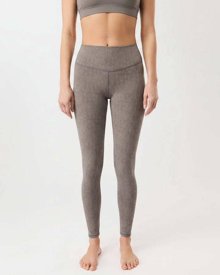 Mandala Monoprinted Leggings - Grey L